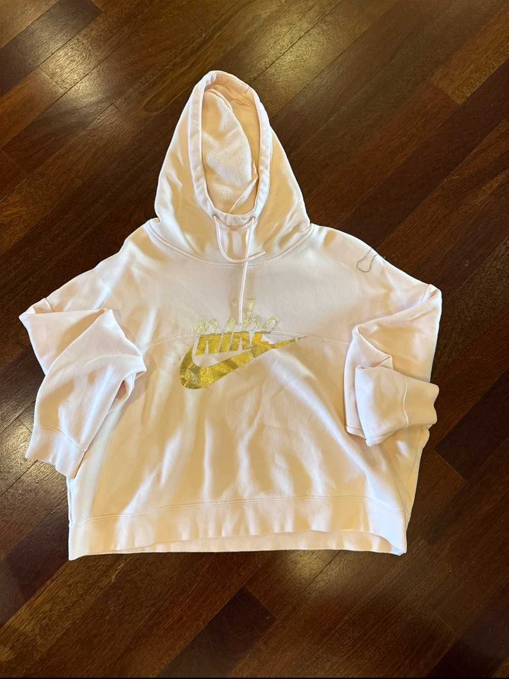 Nike Light Pink Hoodie with Gold Swoosh